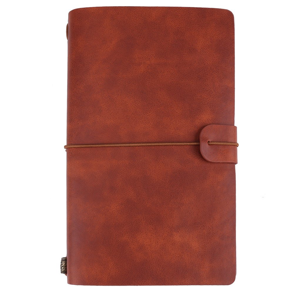 Hztyyier Classic Travel Notebook PU Leather Personalized Journal Diary Refillable Notepad for Men Women 5 Colors Optional(Brown)