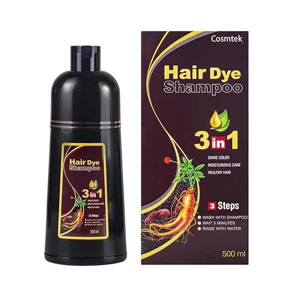 COSMTEK INSTANT HAIR COLOR SHAMPOO CHESTNUT BROWN HAIR DYE SHAMPOO FOR WOMEN & MEN 3 IN 1- HERBAL INGREDIENTS COLORING SHAMPOO IN MINUTES 500ML