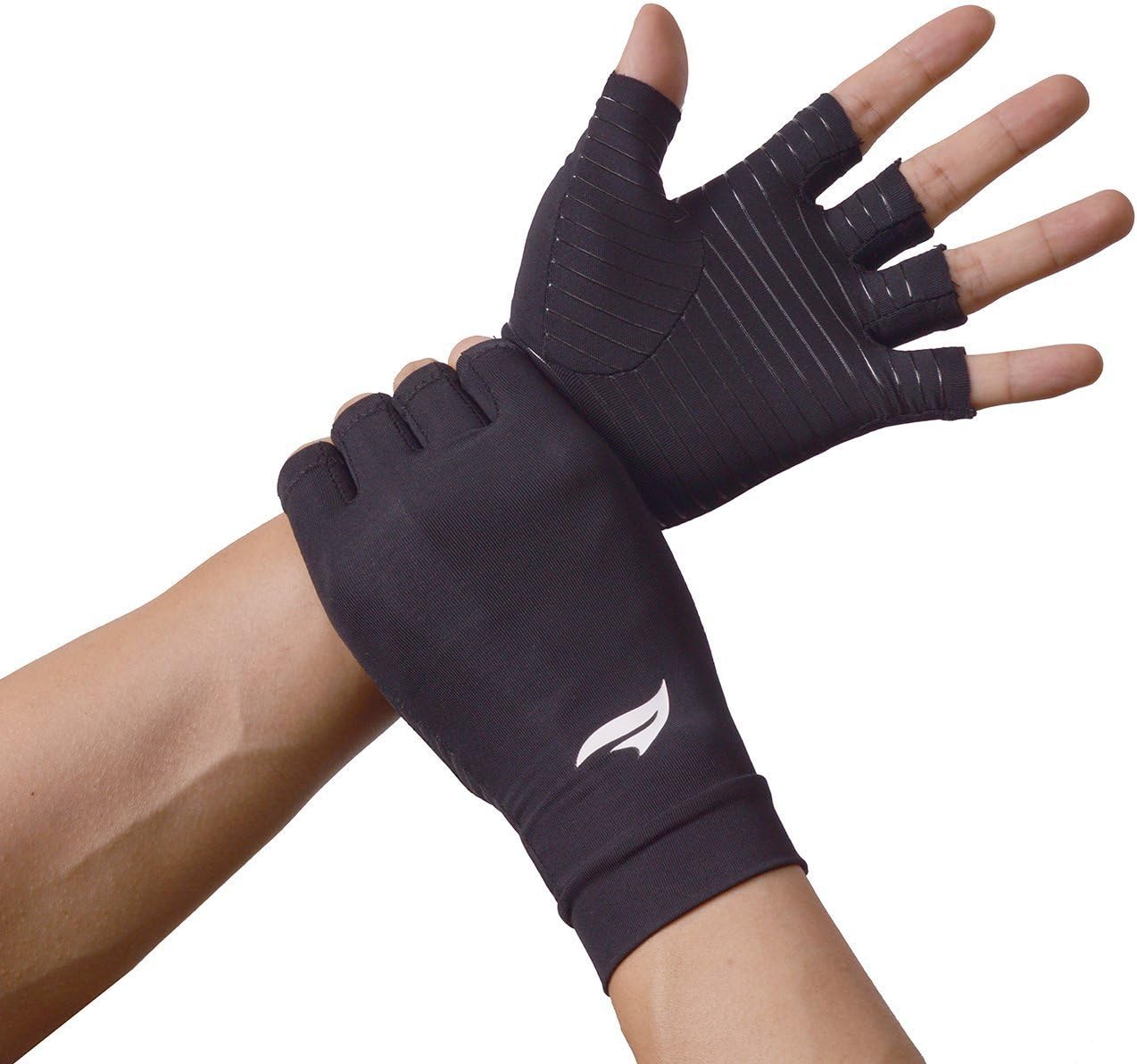 Banillue Copper Balance Compression Arthritis Gloves – Guaranteed Copper Infused Fit Fingerless Glove to Speed Up Recovery & Relieve Symptoms of Arthritis, RSI, Tendonitis & More – 1 Pair