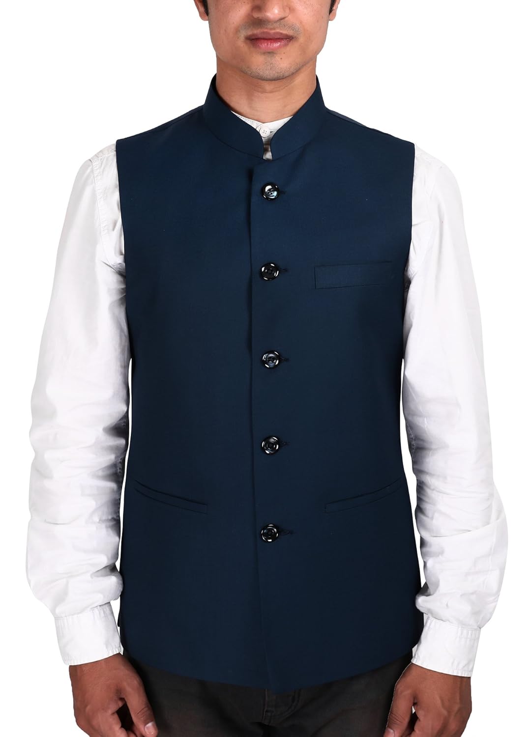 la rainbow mens cotton bandhgala modi jacket/waistcoat-navy blue
