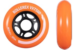Rollerex VXT500 RipStik/Inline Skate Wheels (2-pack w/bearings, spacers and washers) (Use on Hockey Roller Blades) - Can Be Used As RipStik Caster Board Wheel Replacements