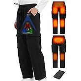 Heated Pants for Men and Women, 4 IN1 Control Switch Cargo Baggy Heating Sweatpants, 7.4V 10000mAh Battery Pack