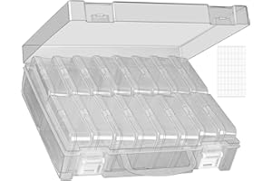 HUAXIANGOH Bead Organizer Box, Small Bead Storage Containers, Craft Bead Storage Box Rhinestone Organizer Storage Bead Organizers and Storage with Hinged Lid for Seeds Art Craft (1 Pack - 16 Slots Transparent)