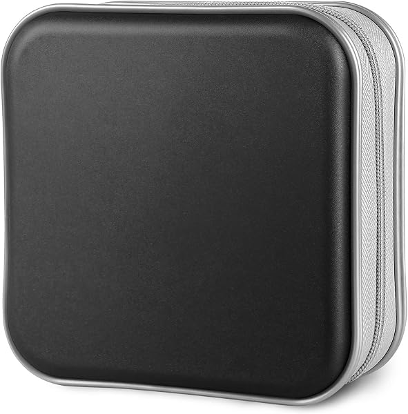 Siveit CD Case, 40 Capacity CD/DVD Case Holders Wallet Hard Plastic DVD Disc Cases Storage Binder for Car Home Office Travel