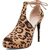 Womens Peep Toe Platform Heels Sexy Sandals Strappy Lace Up Tie Stilettos Dress Pumps Shoes