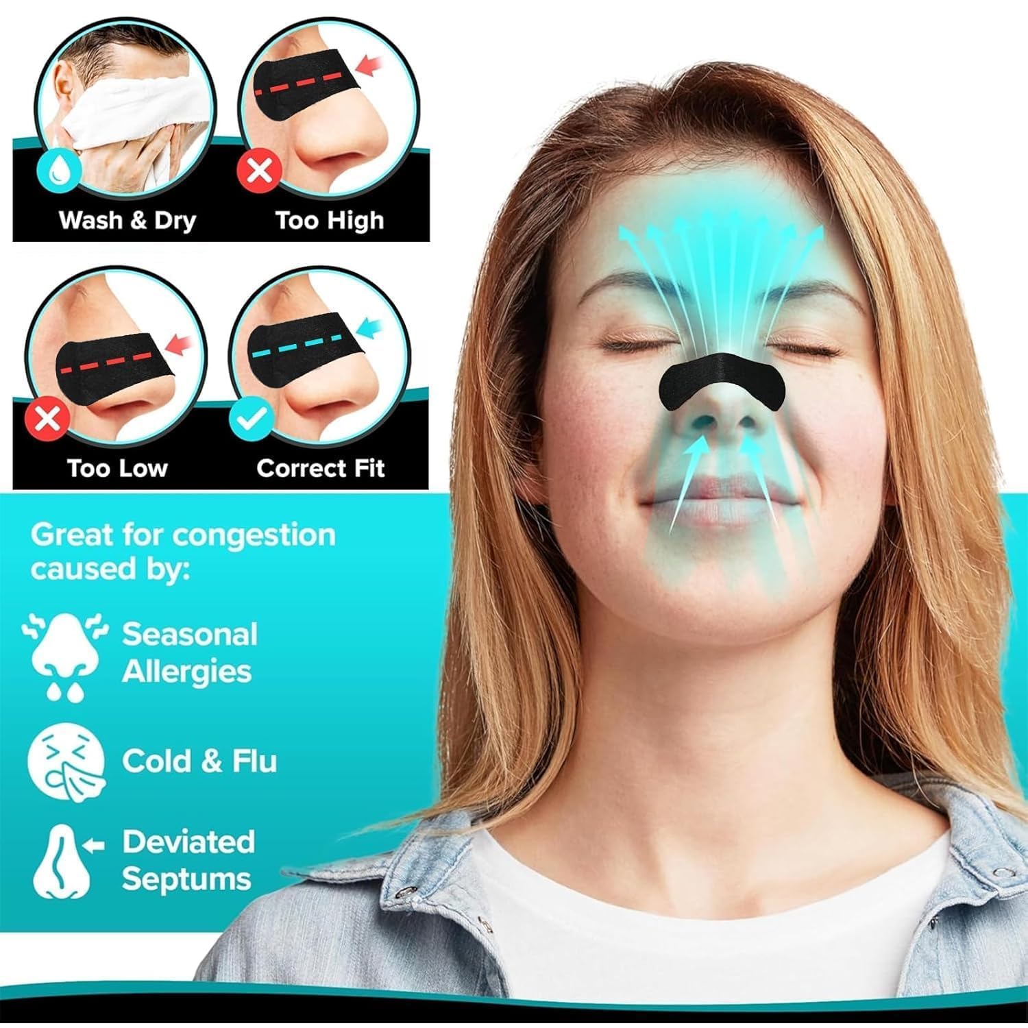 Anti Snoring Nose Strips for Breathing (60 Count) - Athletic Nasal Strips for Snoring & Sleeping - Oil & Sweat Proof Adhesive, Universal Fit, Extra Strength DANDADAN 1