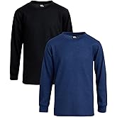 Quad Seven Boys Long Sleeve Shirts - 2 Pack Thermal Waffle Knit Crew Neck Youth Kids Boys Thermal Shirts (Sizes: 8-18)