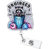 Funny Raccoon Nurse Badge Reel, Unhinged and Feral RN Badge Buddy, Cute ID Work Badge Holder with Retractable Alligator Clip for LPN CNA MA Nurse Doctor Nursing Student Teacher, and Medical Workers