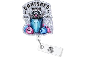 BVIIE Funny Raccoon Nurse Badge Reel, Unhinged and Feral RN Badge Buddy, Cute ID Work Badge Holder with Retractable Alligator Clip for LPN CNA MA Nurse Doctor Nursing Student Teacher, and Medical Workers
