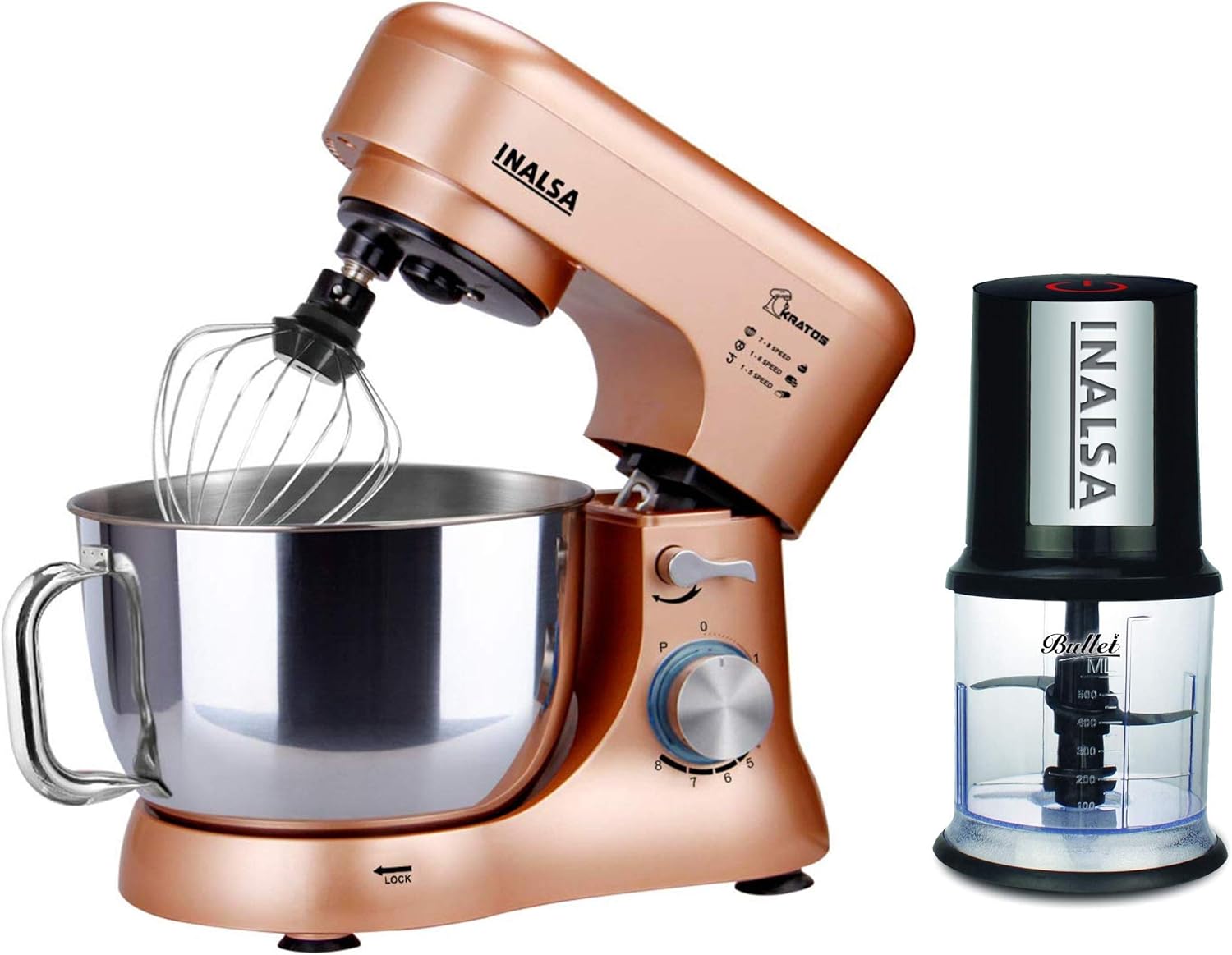 Buy Inalsa Stand Mixer Kratos1000W with 5L SS Bowl Includes Whisking