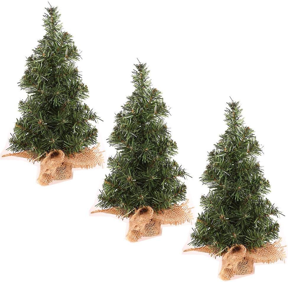 NIU MANG 3Pcs Mini Pine Trees Miniature Christmas Tree for Indoor and Outdoor Holiday Decoration,11.8inch