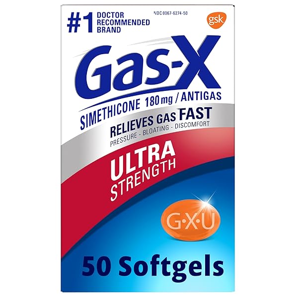 GAS-X ULTRA STRENGTH GAS RELIEF SOFTGELS WITH SIMETHICONE 180 MG FOR BLOATING RELIEF – 50 COUNT