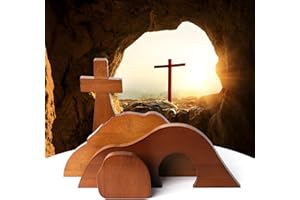 Gnodry The Empty Tomb Easter Scene, Christian Cross Decorations, Decorations Religious Jesus Tomb Easter Kit Display for The Home, Tabletop, Office - Bamboo (Dark-Brown)