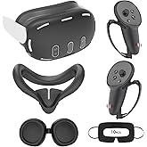 Relohas Deluxe 5 in 1 Silicone Accessories for Meta Quest 3, VR Protective Case Set for Oculus Quest 3, Controller Grip Cover