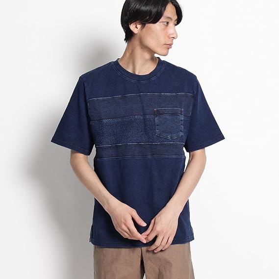 Amazon ル ティロワ ドゥ ドレステリア Le Tiroir De Dressterior ニット切り替えインディゴtシャツ F 02 M ネイビー 093 Tシャツ カットソー 通販