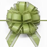 FQTANJU 5 PCS 6 Inch Large Pull Bows, Bean Green, Organza, Wedding, Birthday, Christmas, Valentine's Day, Special Occasions