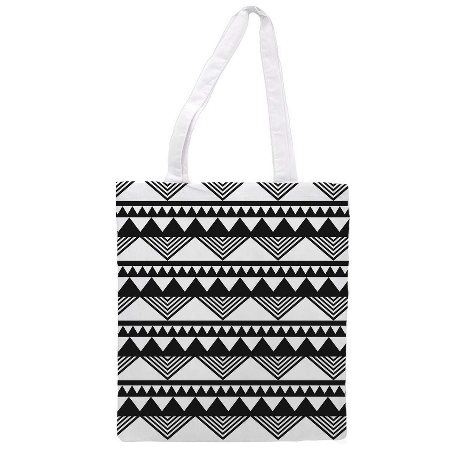 Nacnic Tote bag cloth STAMPING BLACK AND WHITE TRIANGLES. multipurpose shoulder strap