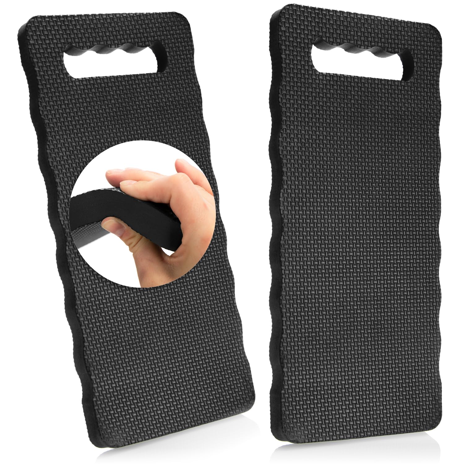 com-four® 2x knee cushions for the garden - knee mat for gardening - knee pads for crafts and leisure - knee protection mat water-resistant, heat-insulating (black - 2 pieces)