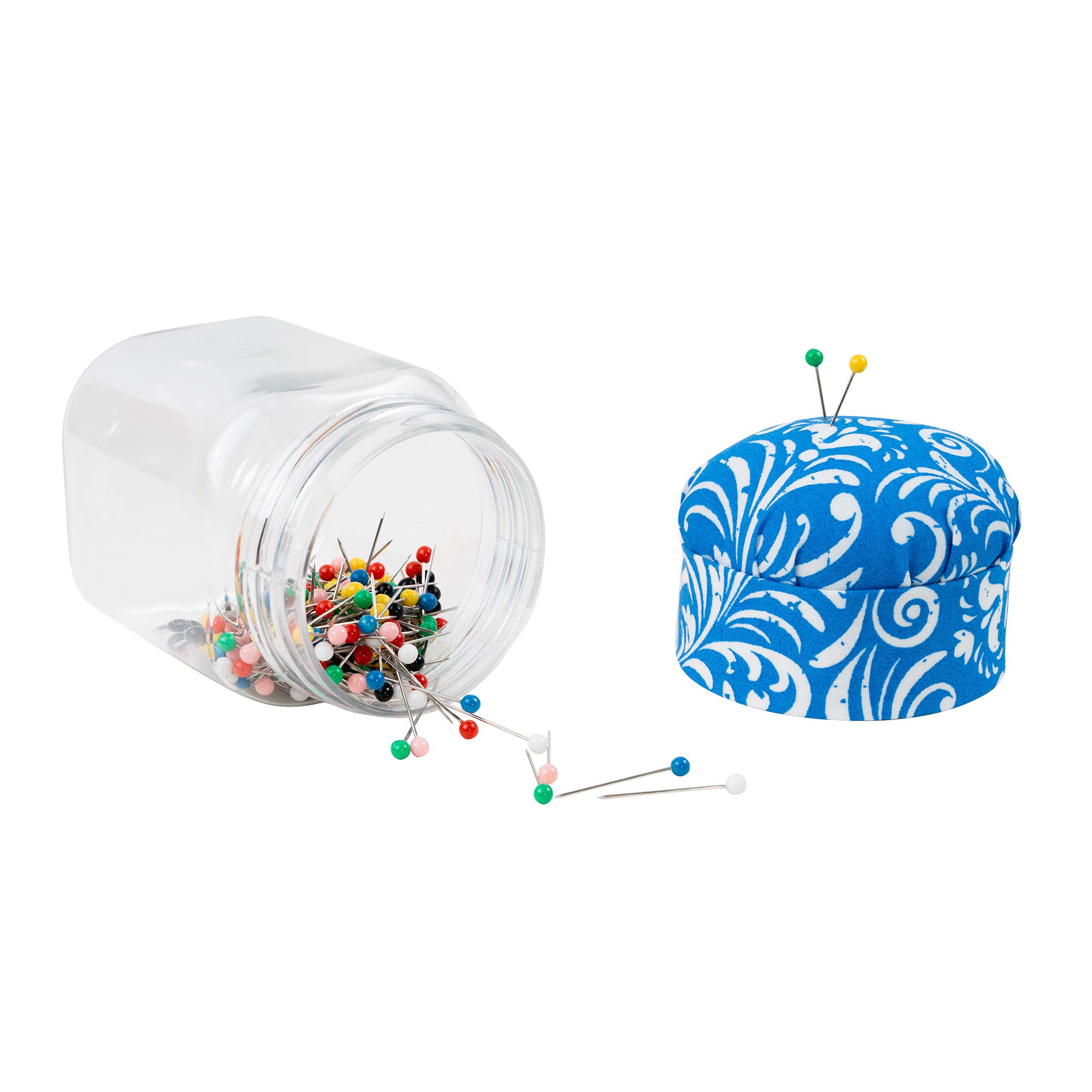SINGER 47040 1-Inch Ball Head Jar with Pin Cushion Lid, Multicolor