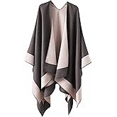 YnimioAOX Women's Shawl Wrap Poncho Sweater Open Front Cape for Fall Winter