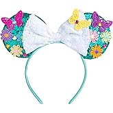 CHuangQi Mouse Ears Headband with Shiny Bow Double-sided Sequins Glitter Hair Accessories for Birthday Party Celebration (XC41)