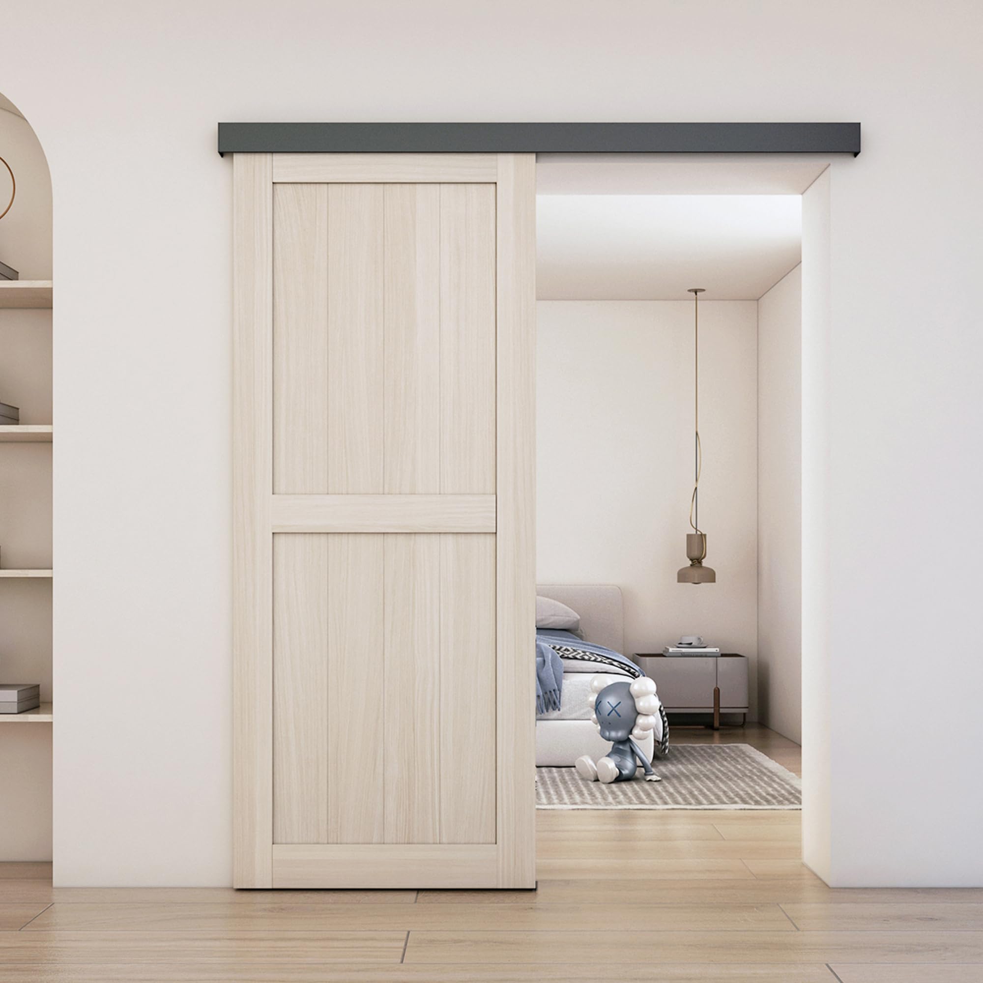 Photo 1 of ***factory seal***
SongYung 6FT Barn Door Hardware Kit, Low Clearance Aluminium Alloy Box Rail Track Hardware Kit, Sliding Door Track for Interior Single Wooden Door,Black