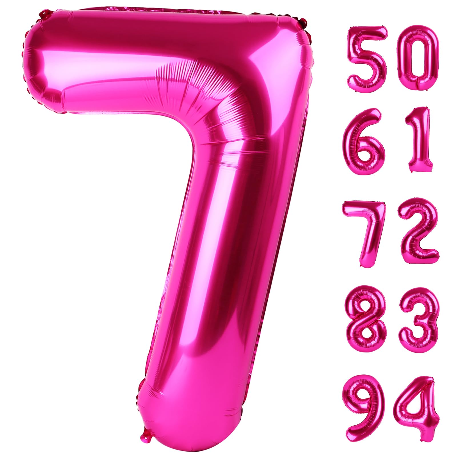 Photo 1 of Hot Pink 7 Balloon, Number Balloons 40 Inch, 7th Birthday Decorations for Girls Kids, Party Decoration for Women, Number 7 Balloon