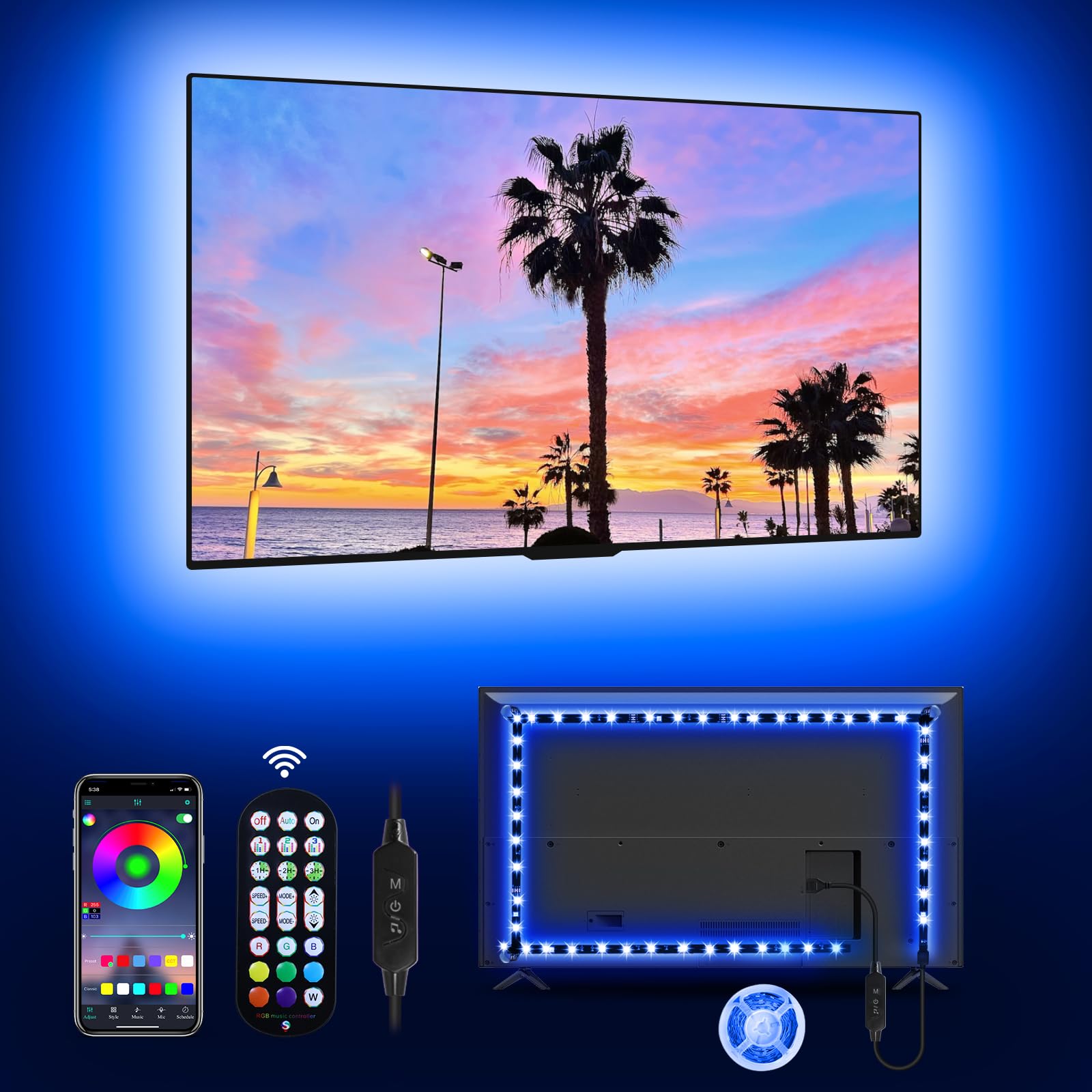 Photo 1 of MATICOD LED Lights for TV Led Backlight, 16.4ft RGB Led Strip Lights for TV Lights Behind, USB Led Light Strip for 55-70in TV, Bluetooth APP Control Music Sync Ambient Lighting for Gaming Room