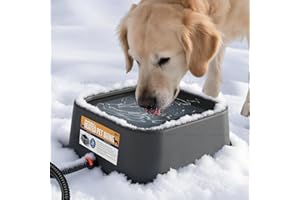PETSOLON Heated Water Bowl for Dogs & Cats, 3.5L/120oz Large Heated Dog Bowl for Pets, Poultry & Wildlife, Safe Anti-Tip Heated Pet Bowl for Indoor/Outdoor, Melts Ice, Wide Mouth, 25W, 5ft Cord, Gray