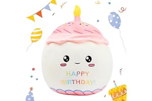 Easfan 12'' Birthday Cake Plush Pillow Soft Cake Plush Toy Cute Stuffed Animal Home Room Decoration Birthday Gifts for Kids Toddlers, Pink