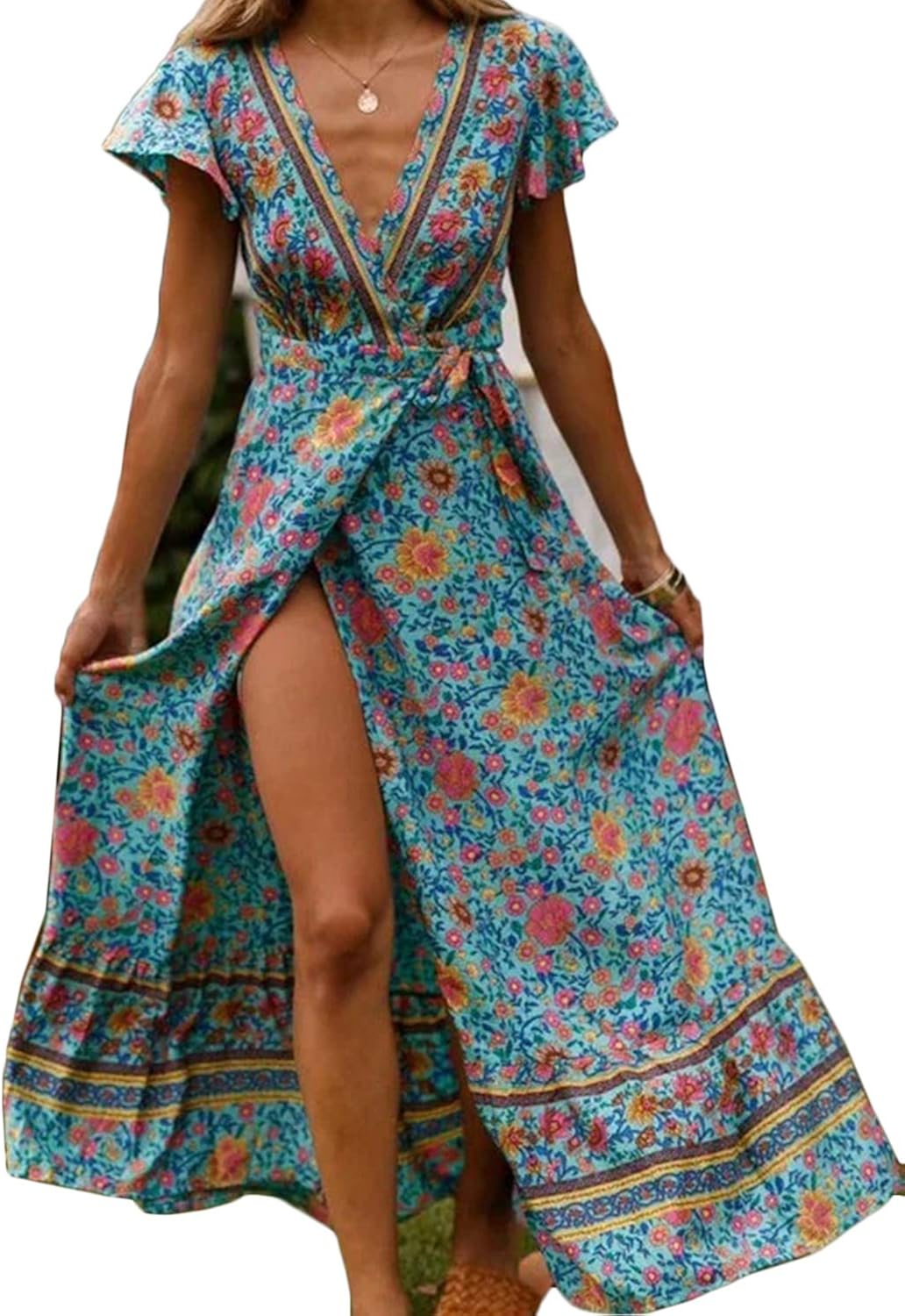wrap style maxi dress