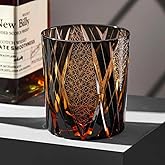 SANMENMO Crystal Whiskey Glass, Hand Cut Old Fashioned Glasses Japanese Style Geometric Drinking Cups for Scotch & Bourbon, Valentine’s Day Gift for Him or Her-8.5 oz