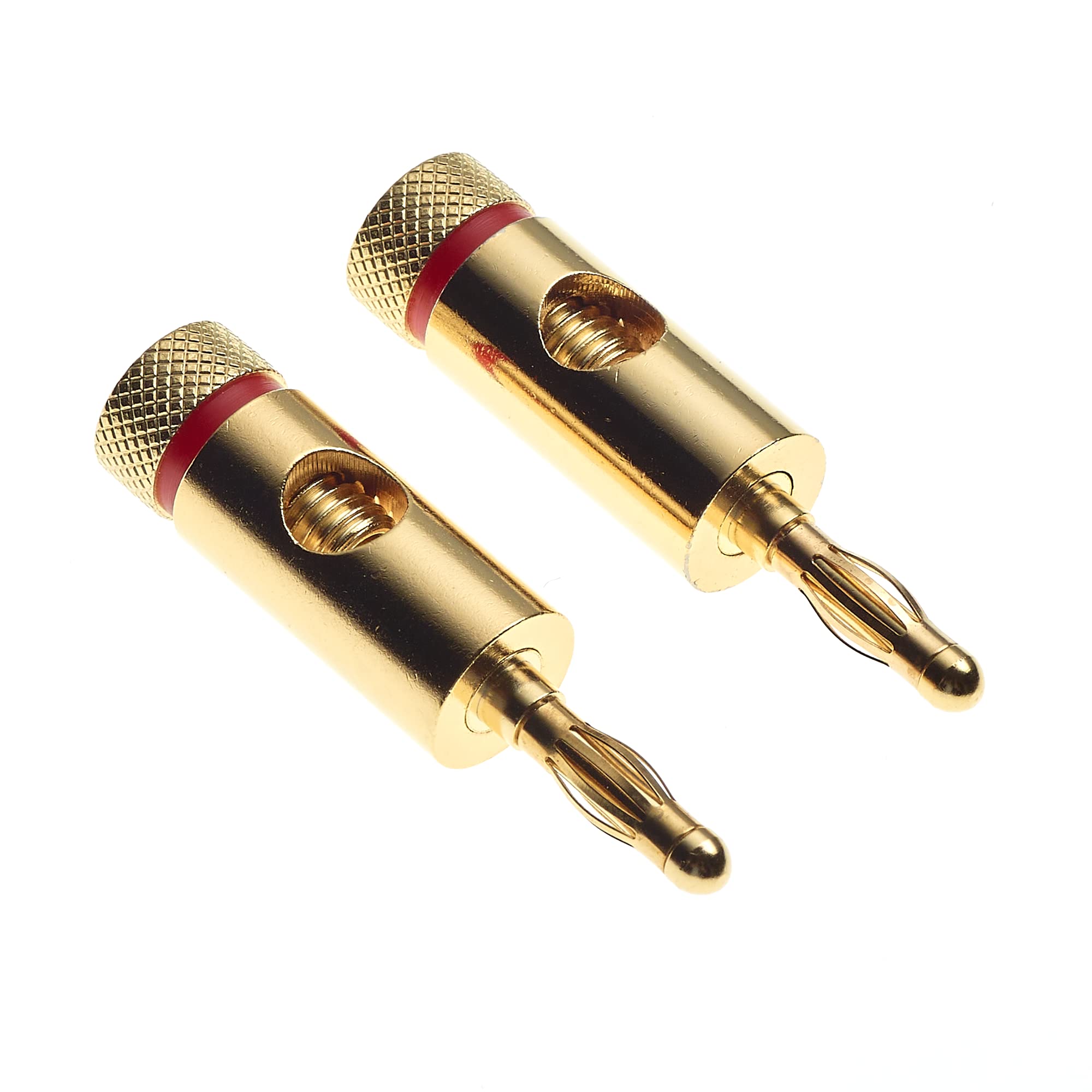 Keple Banana Plug, Pack Of 2 - Gold-Plated 4mm Banana Plugs For Speakers, Test Leads And Run Multiple Circuits, Red