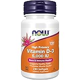 NOW Supplements, Vitamin D-3 5,000 IU, High Potency, Structural Support*, 240 Softgels