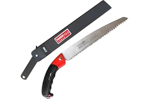 TABOR TOOLS Pruning Saw with Sheath, 10 Inch Hand Saw with Straight Blade and Holster, Suitable for Trimming Tree Branches and Clearing Forest Trails. TTS32A. (10 Inch, Straight Blade)