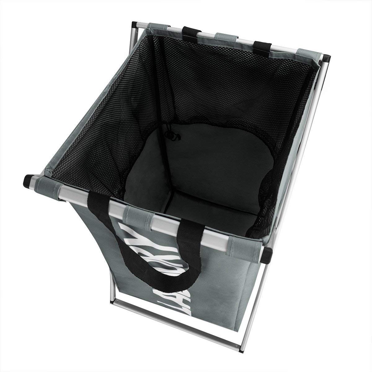 WOWLIVE X-Frame Laundry Hamper Laundry Basket Aluminum Frame Durable Dirty Clothes Bag Bathroom Bedroom Home