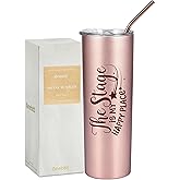 Onebttl Theater Gifts, Broadway Musical Gifts for Women Actors, Musicians on World Theatre Day, 20oz Insulated Stainless Steel Tumbler - Happy Place Rose Gold