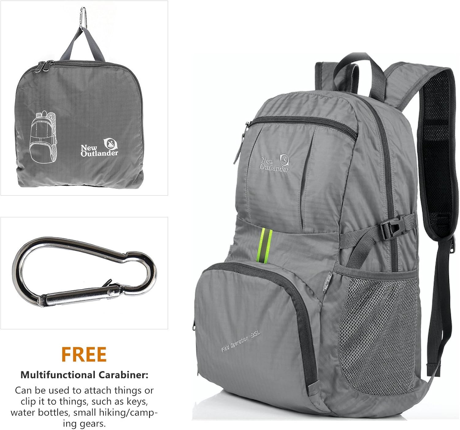 Outlander Packable Lightweight Travel Hiking Backpack Daypack (Dark Red, 35L) : Clothing
