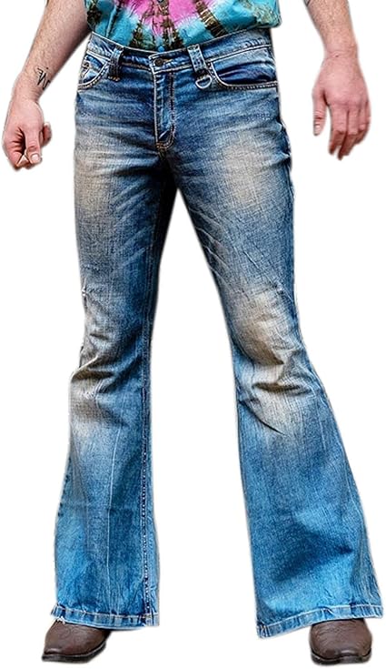 Pantalon Évasé Disco Années 70 Homme - Jeans Vintage Flare 60s 70s Coton Élasthanne
