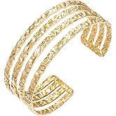 Wovanoo Multi-layer Cuff Bracelet for Women Cross Wire Bracelets Open Wide Cuff Gold Bangle Bracelet