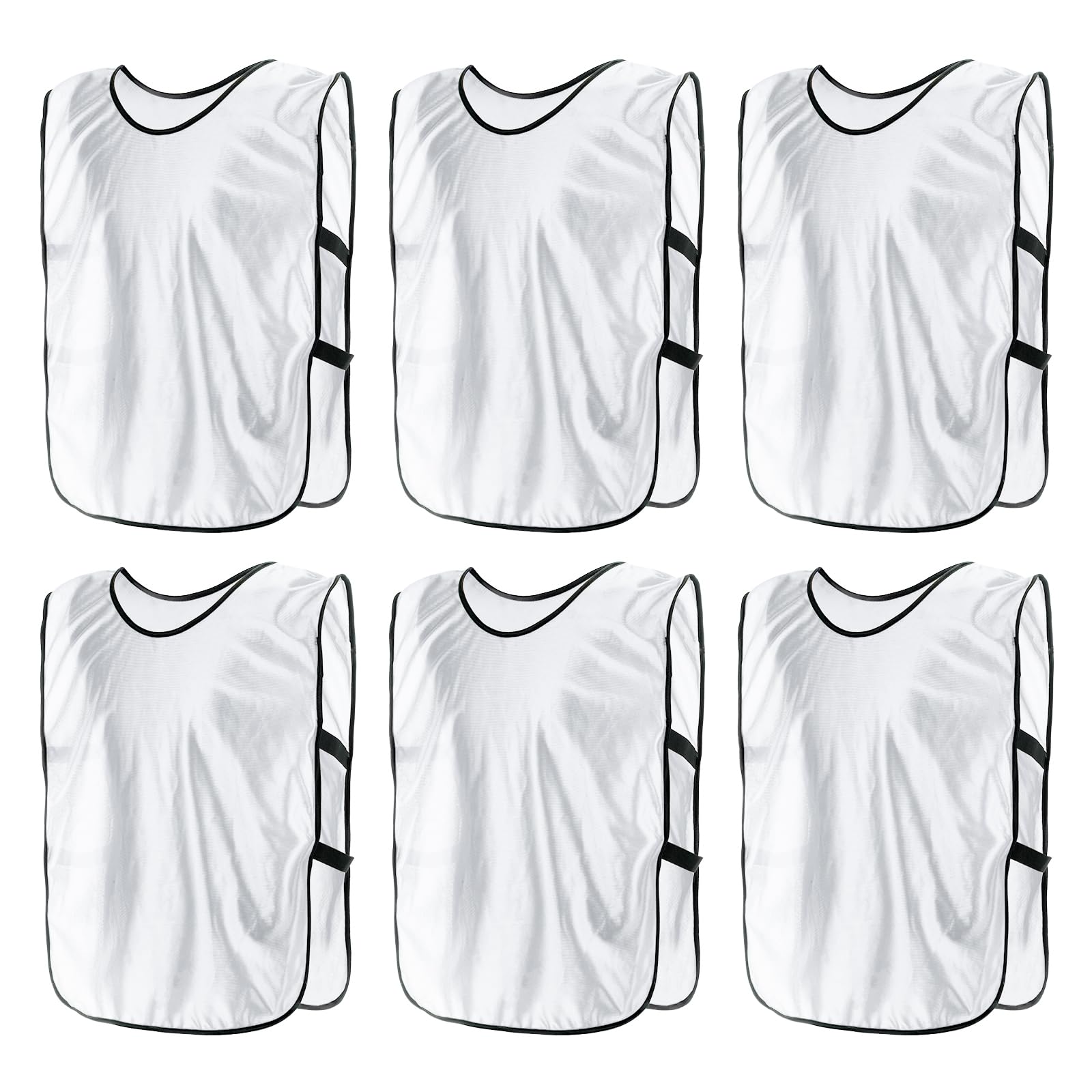 PATIKIL Scrimmage Vest, 6 Pack Soccer Pennies Soccer Jersey Training Vests Team Sports Pinnies Youth Football Practice Jerseys Fits Height 170cm to 200cm, White