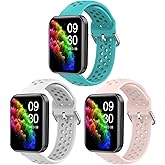 TenCloud 3 Pack Straps Compatible with RUIMEN D1 H1 Amazfit Balance Watch Bands Silicone Breathable Sport Wristbands (Pink,White,Teal)