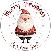 llguiidecal 120pcs Santa Merry Christmas Stickers, Round Holiday Labels with 'Love from Santa', Cute Adhesive Envelope Seals for Gift Bags, Cards, Boxes and Party Favors