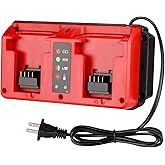 Mewryytuo 18V Battery Dual Charger Station 2 Port Compatible with Milwaukee M18 18V Battery, Mini Multi-Voltage Charger Input 100-240V