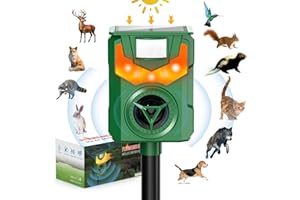 NAMEK Solar Powered Ultrasonic Animal Repeller, Outdoor Cat Repeller, Flaming Eye Alarm, Animal Repeller with Sensitive Motion Sensor for Yard Repelling Cat,Dog, Bird, Rabbit, Skunk, Squirrel and Deer