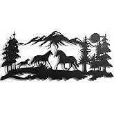DEKADRON Metal Wall Decor, Horse Family,Home Decoration,Wall Sign, Metal Wall Art, Interior Decoration, Indoor Outdoor Hangings (*30" W x 13" H / 75x33 cm)