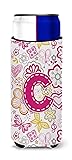 Letter C Flowers and Butterflies Pink Ultra