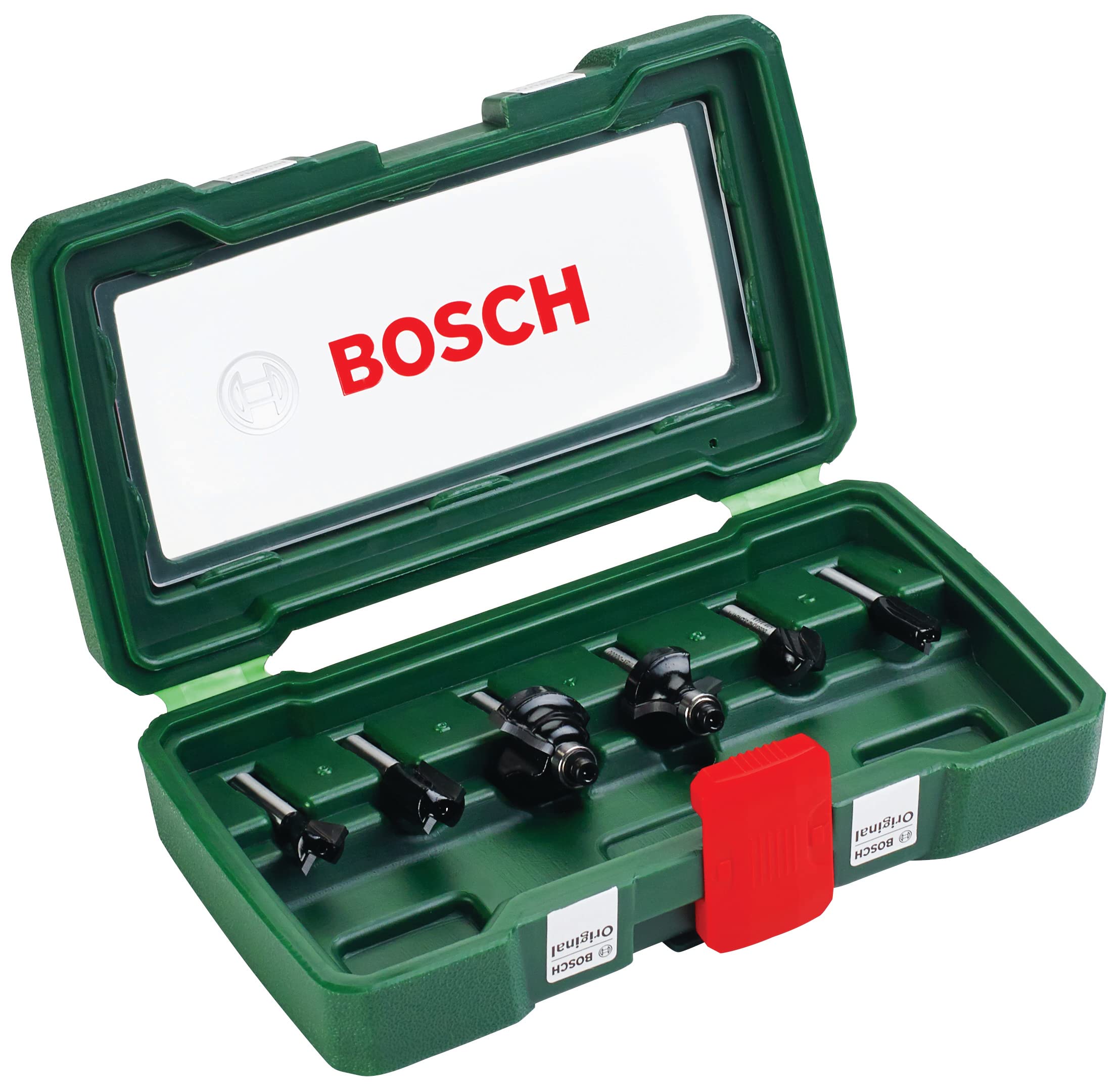 Bosch 6-Piece Tungsten Carbide Router Bit Set (for Wood, Shank Ø 6 mm, Accessory Routers)