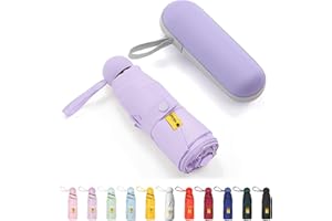 SUTEKE Travel Small Umbrella Compact for Backpack Pocket, Lightweight Mini Sun Umbrella with Case Tiny Portable Umbrella with UV Protection UPF 50+ for Women Girls