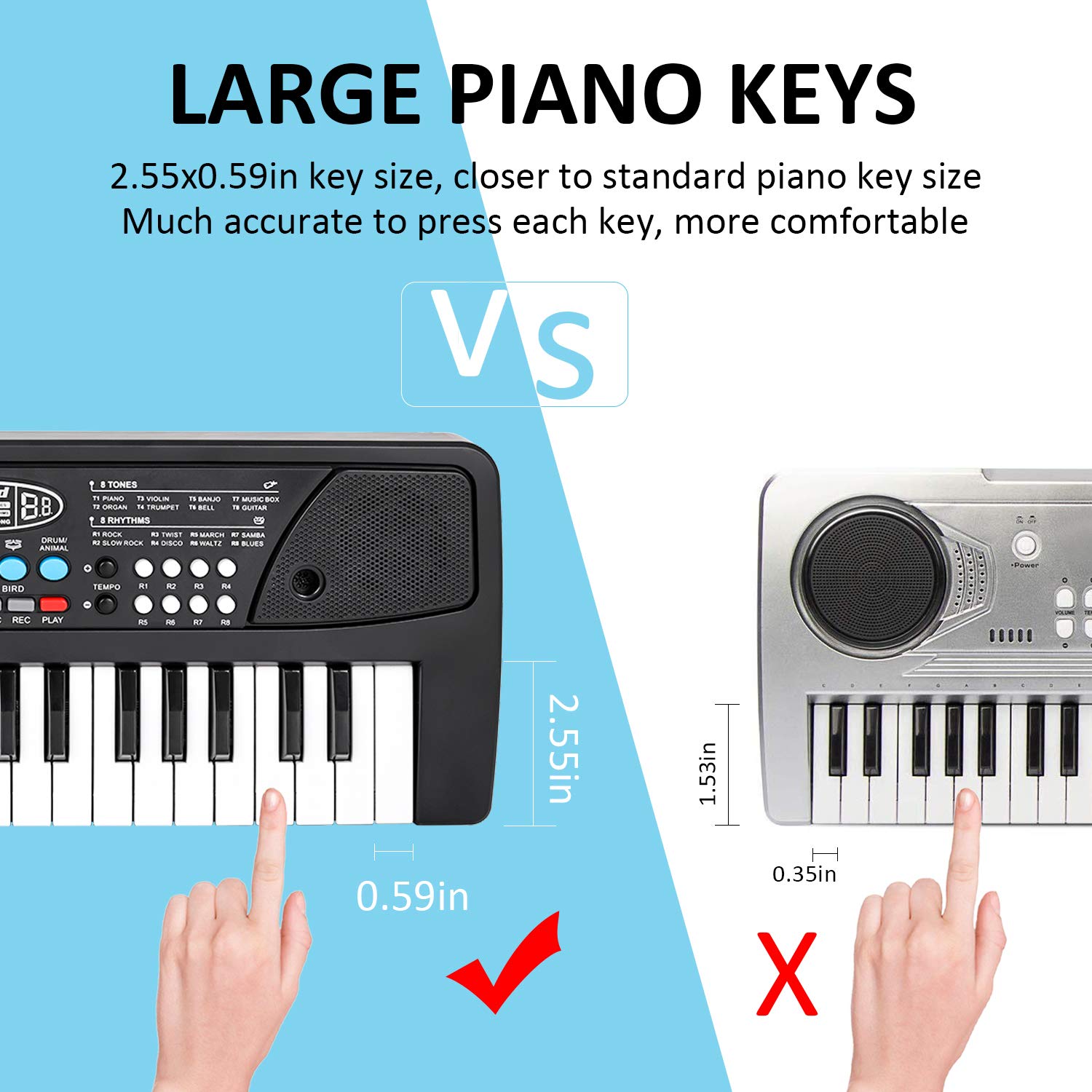 M SANMERSEN Kids Piano Keyboard, 37 Keys Kids Piano Electronic Keyboard Piano with Microphone for Kids Musical Learning Educational Toys for 3-8 Years Old Girls Boys Gifts